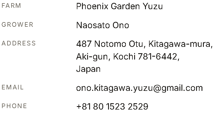 Contact details for the farm, shown as an image.