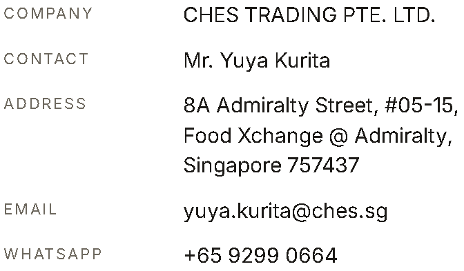 Contact details for our trading partner in Singapore, shown as an image.